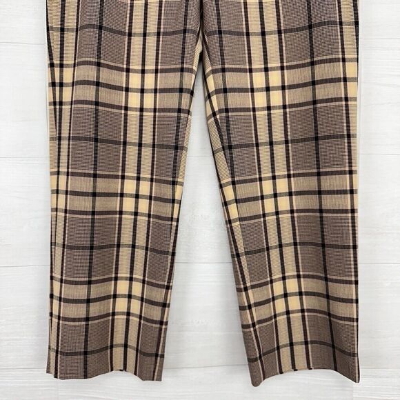 Aritzia Wilfred Tie Front High Waisted Pants Trousers Women 6 Plaid Brown NWT - Picture 3 of 16